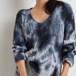 Anthropologie pilcro Joni tie dye chunky cable knit sweater